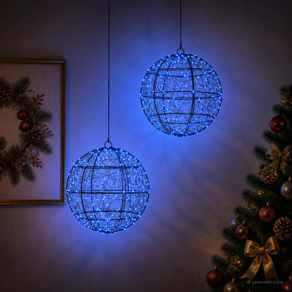 Christmas Finial Light 2 pcs 600 LEDs Blue Diameter 30 x 32 cm