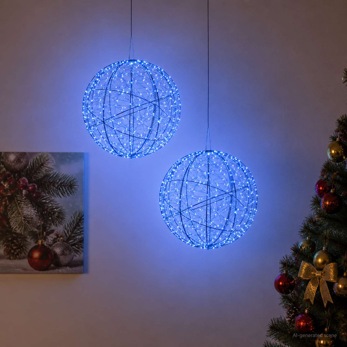Christmas Finial Light 2 pcs 1000 LEDs Blue Diameter 40 x 42 cm