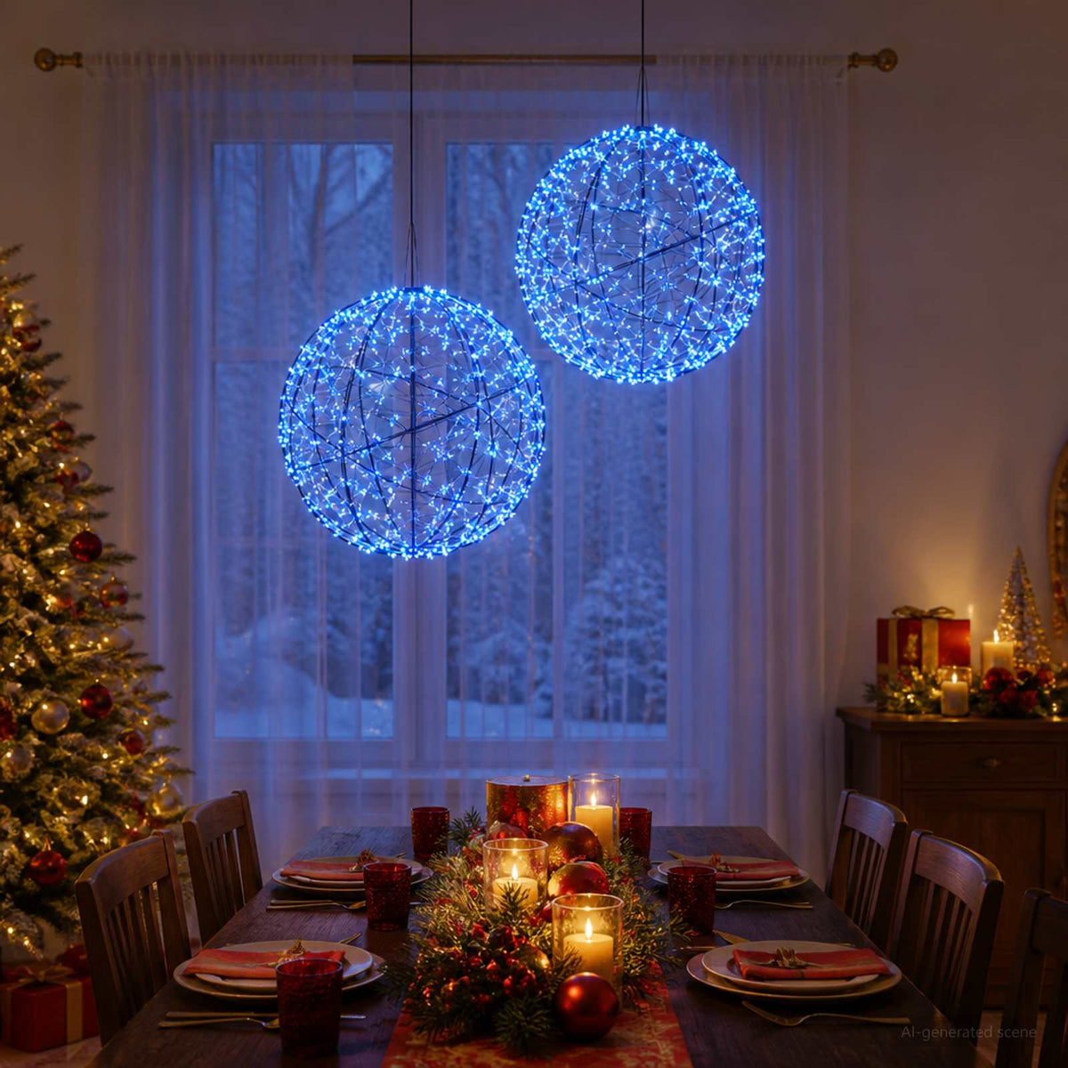 Christmas Finial Light 2 pcs 1500 LEDs Blue Diameter 50 x 52 cm