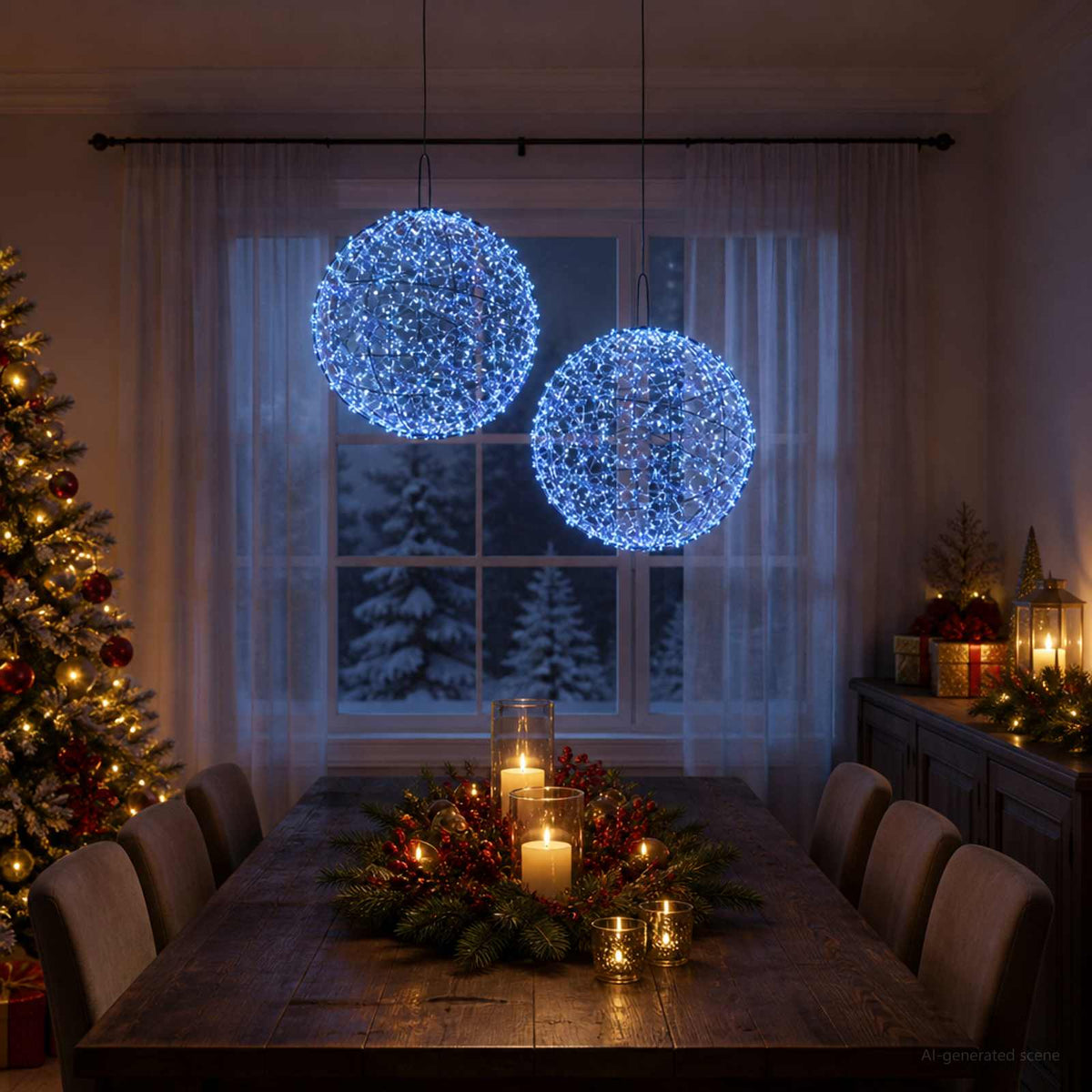 Christmas Finial Light 2 pcs 1900 LEDs Blue Ø 60 x 63 cm