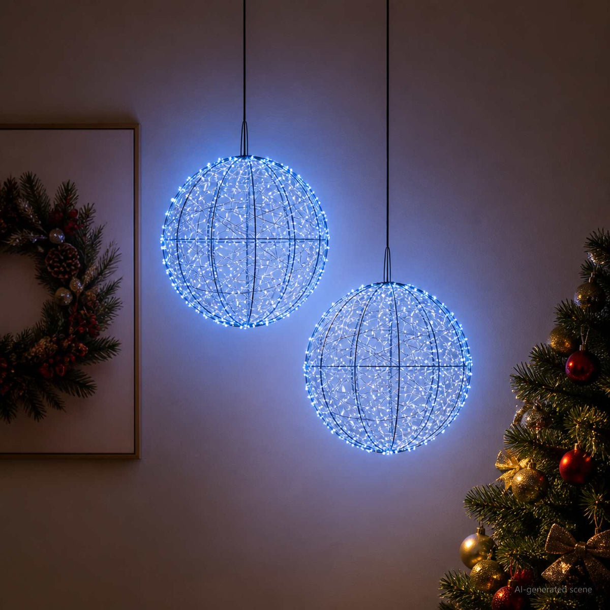Christmas Finial Light 2 pcs 1900 LEDs Blue Ø 60 x 63 cm