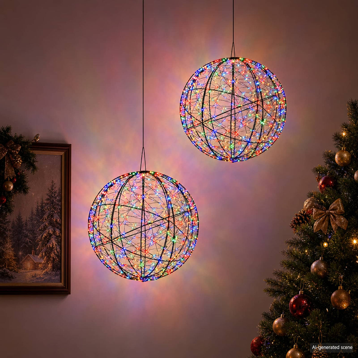 Christmas Finial Light 2 pcs 1000 LEDs Multicolour