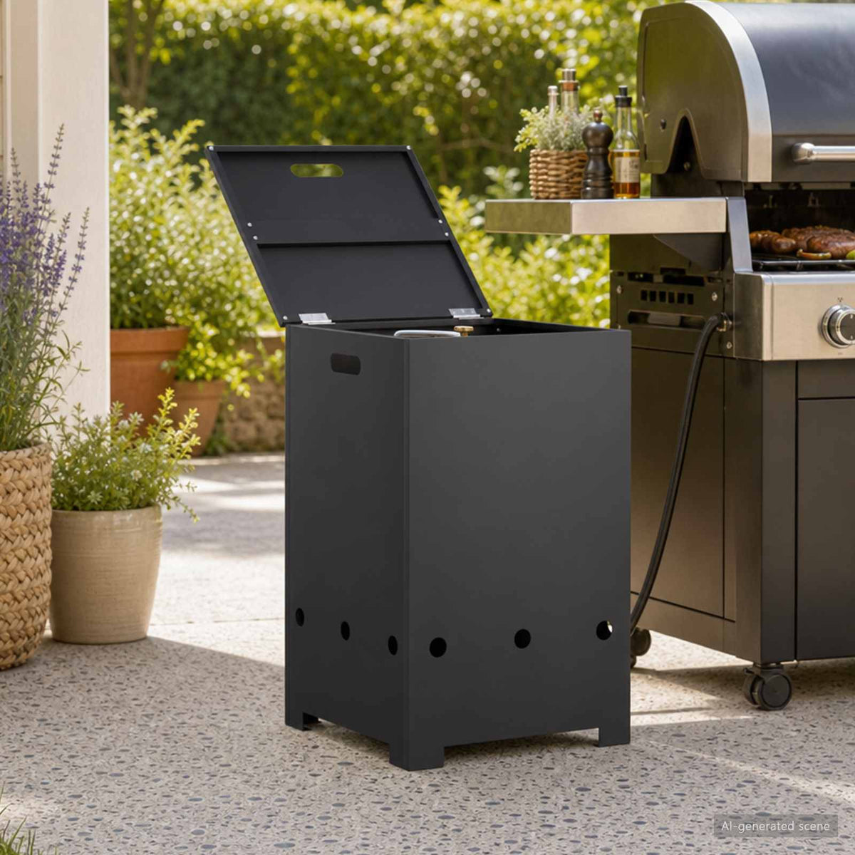 Propane Tank Cover 40 x 40 x 66 cm Steel Black