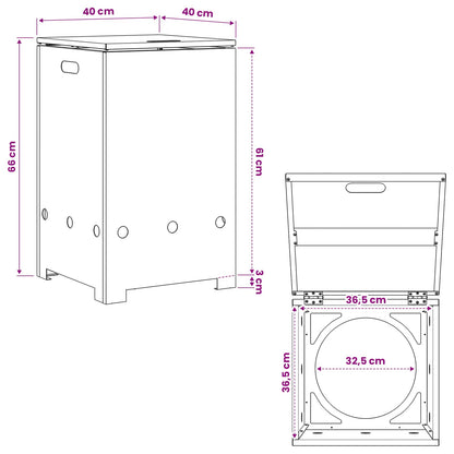 Propane Tank Cover 40 x 40 x 66 cm Steel Black