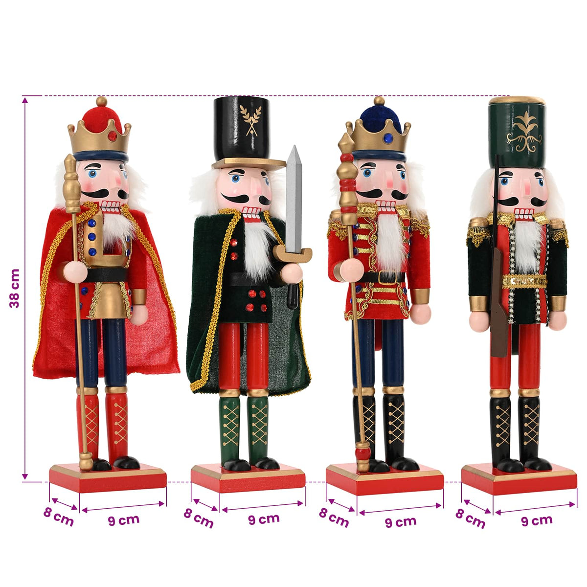 Christmas Nutcracker TURKU 4 pcs Red and Black 38 cm
