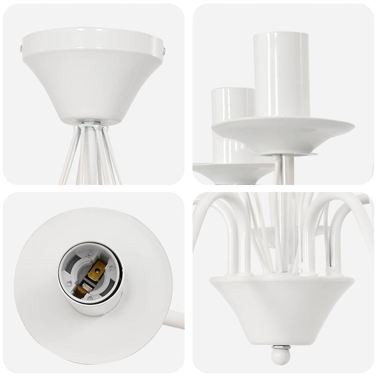 Chandelier E14 Metal White Ø 52 x 47 cm