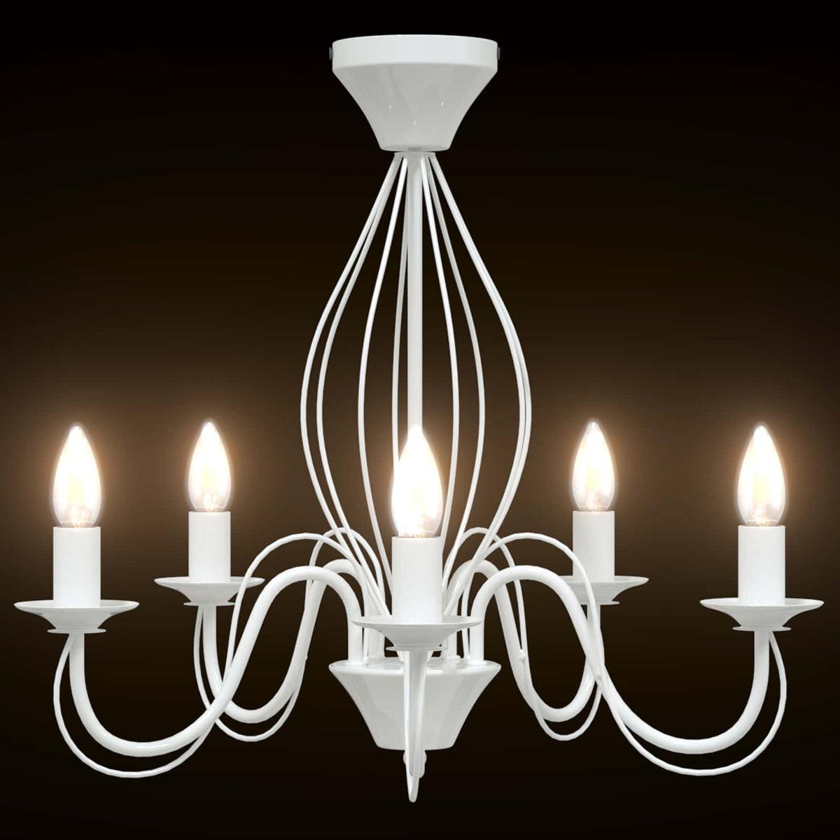 Chandelier E14 Metal White Ø 52 x 47 cm