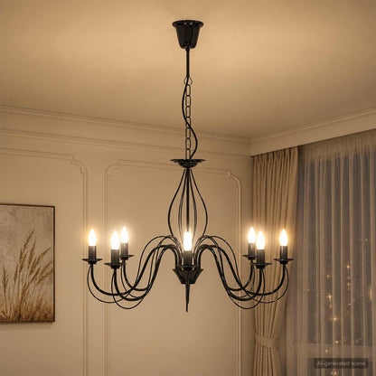 Adjustable Chandelier E14 Metal Black Ø 78 x 101 cm