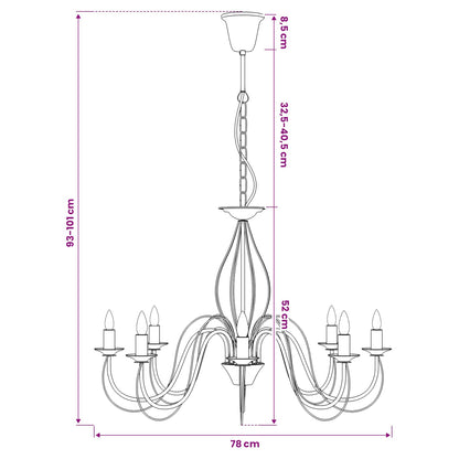 Adjustable Chandelier E14 Metal Black Ø 78 x 101 cm