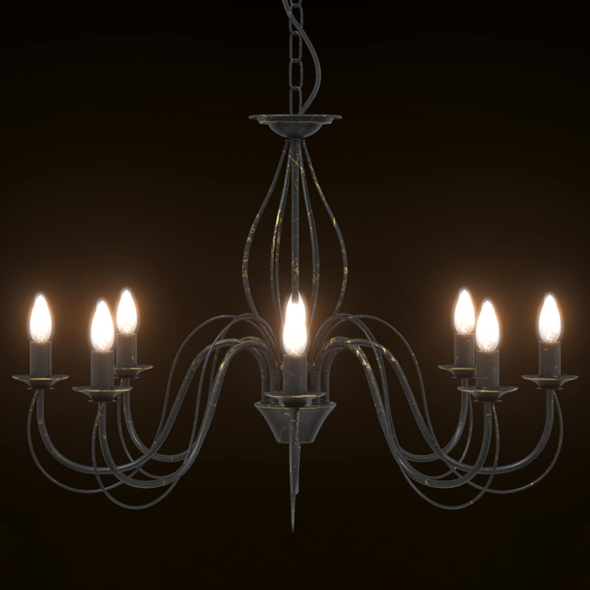 Adjustable Chandelier E14 Metal Antique Black Ø 78 x 101 cm