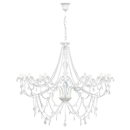 Adjustable Chandelier with Beads E14 Metal and Acrylic White