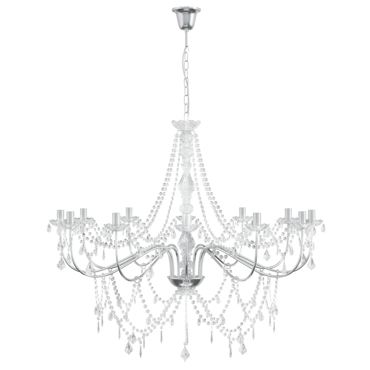 Adjustable Chandelier with Beads E14 Metal and Acrylic Chrome