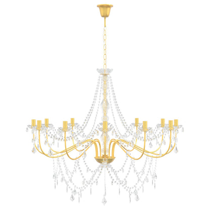 Adjustable Chandelier with Beads E14 Metal and Acrylic Gold