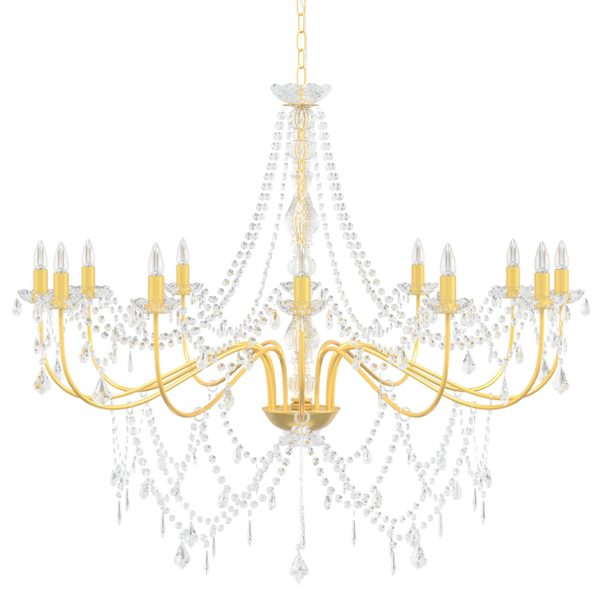 Adjustable Chandelier with Beads E14 Metal and Acrylic Gold