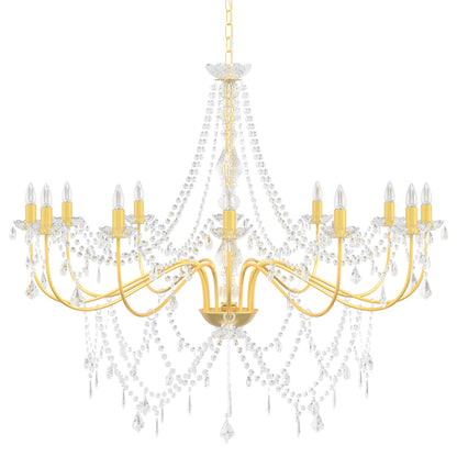 Adjustable Chandelier with Beads E14 Metal and Acrylic Gold