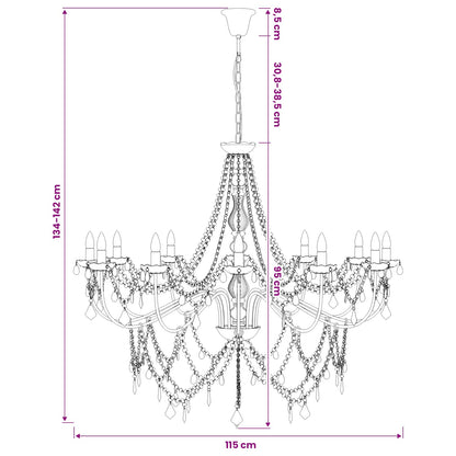 Adjustable Chandelier with Beads E14 Metal and Acrylic Gold