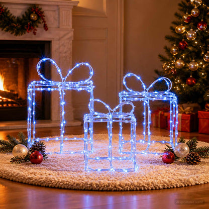 Christmas Lighted Gift Boxes LOVIISA 3 pcs 360 LEDs Blue