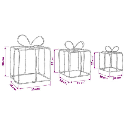 Christmas Lighted Gift Boxes LOVIISA 3 pcs 360 LEDs Blue