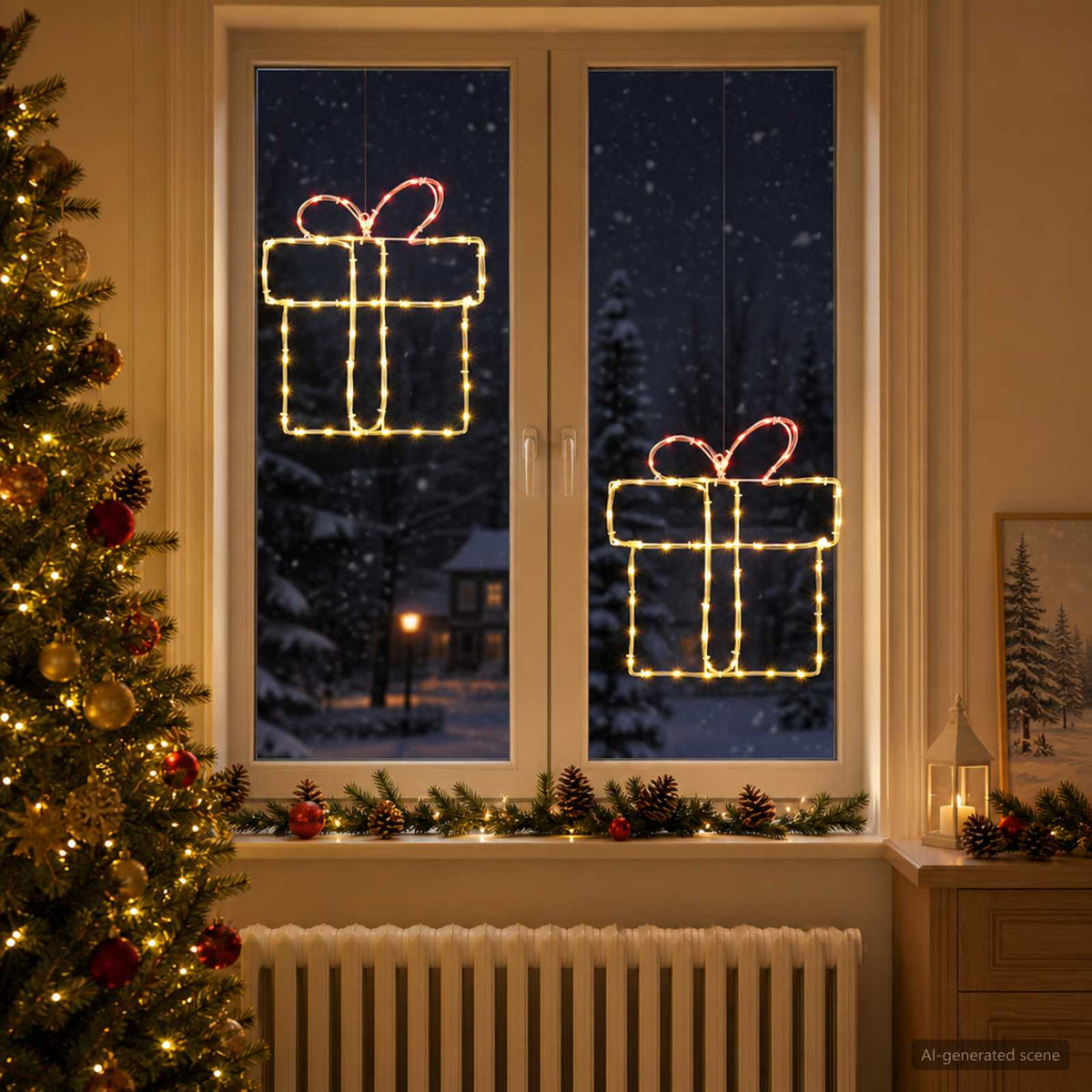 Christmas Window Silhouette Lights LOVIISA 2 pcs 160 LEDs