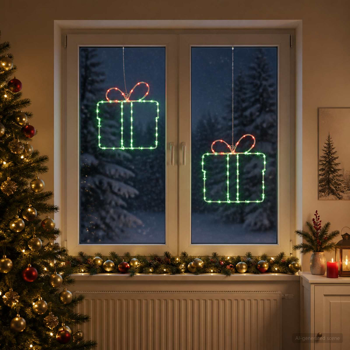 Christmas Window Silhouette Lights LOVIISA 2 pcs 160 LEDs