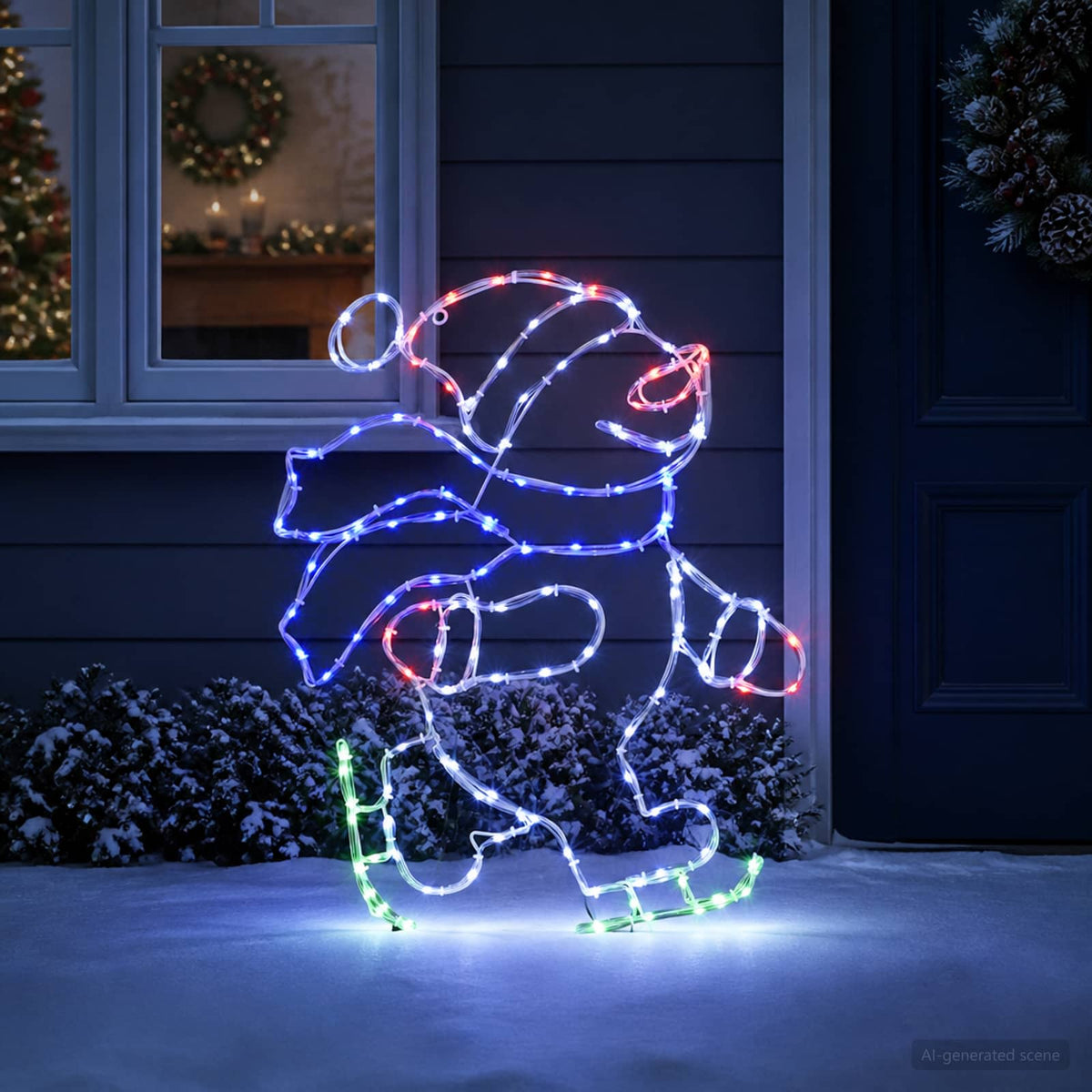LED Sign Skating Santa LOVIISA 120 LEDs Multicolour 53 x 70 cm
