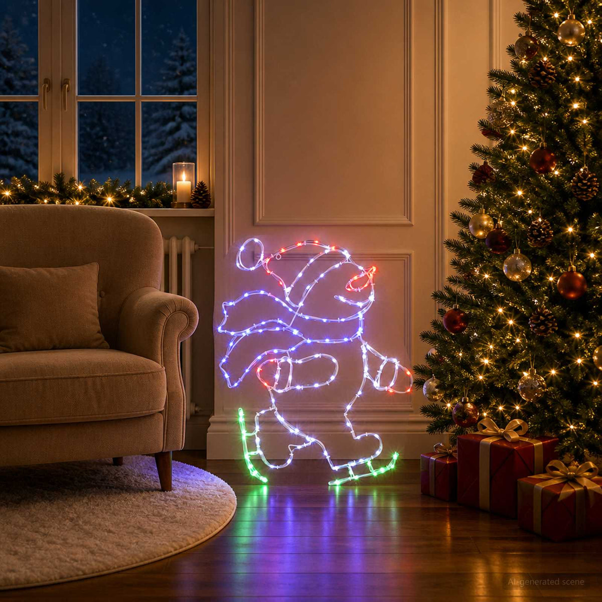 LED Sign Skating Santa LOVIISA 120 LEDs Multicolour 53 x 70 cm