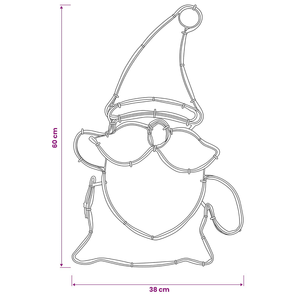 LED Sign Gnome LOVIISA 80 LEDs Multicolour and 38 x 60 cm