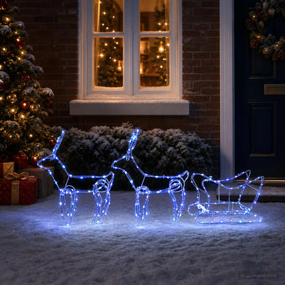 Reindeer and Sleigh Christmas Decoration LOVIISA 240 LEDs Blue