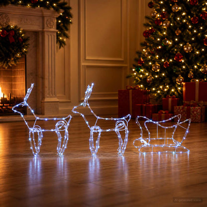 Reindeer and Sleigh Christmas Decoration LOVIISA 240 LEDs Blue