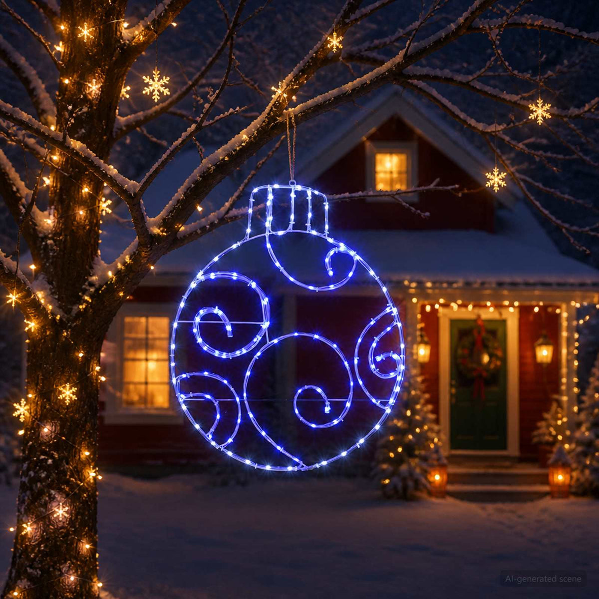 LED Sign Bauble LOVIISA 160 LEDs Blue 55 x 65 cm