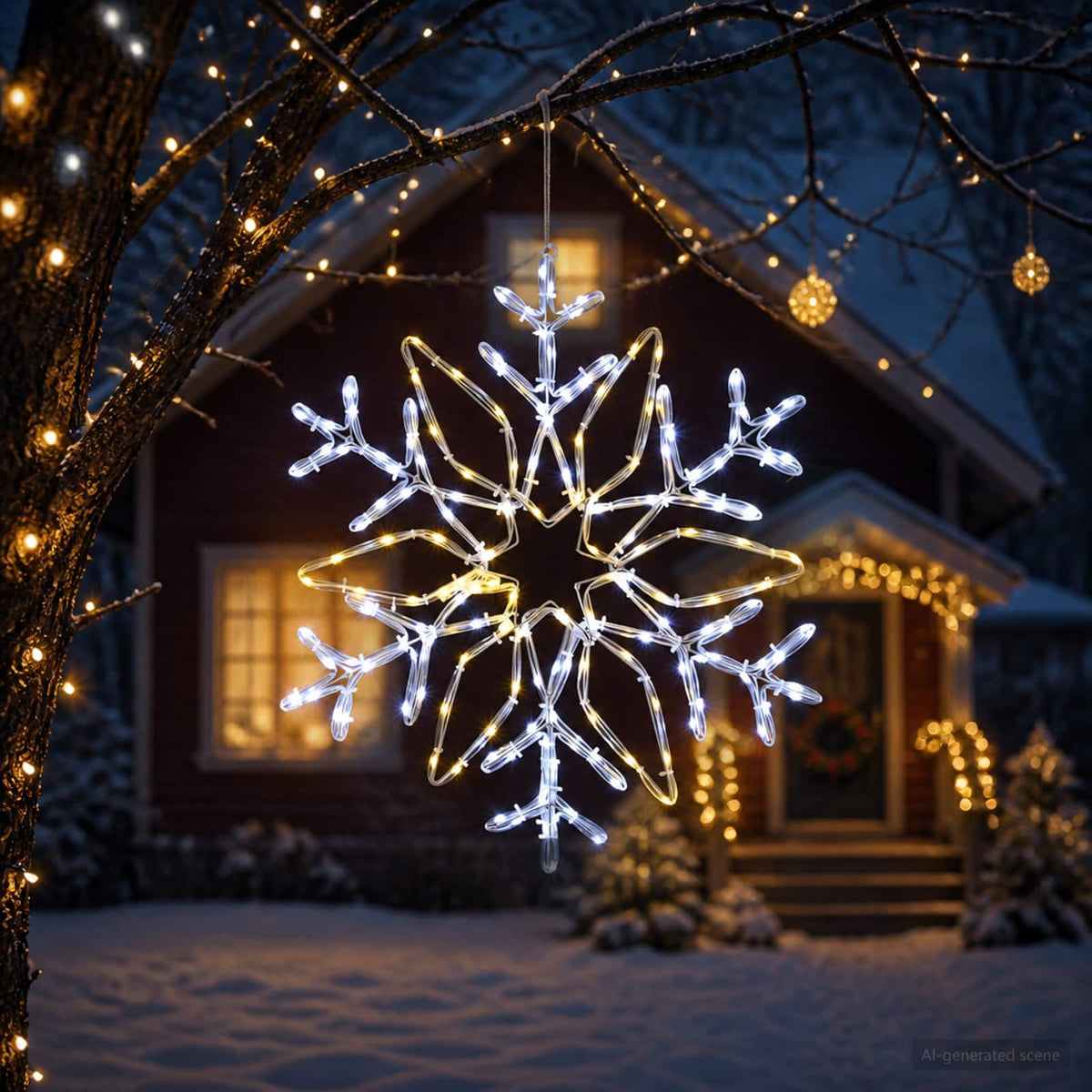 Christmas Snowflake Lights LOVIISA 140 LEDs Cold White Ø 55 cm