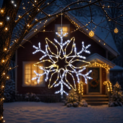 Christmas Snowflake Lights LOVIISA 140 LEDs Cold White Ø 55 cm