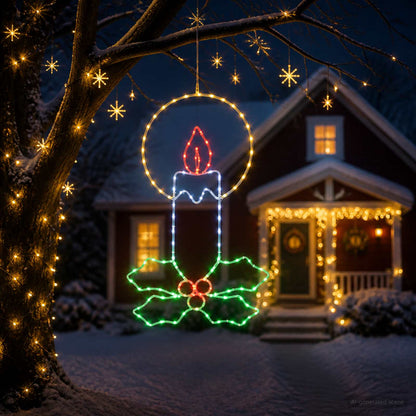 LED Rope Light Candle with Holly LOVIISA 120 LEDs