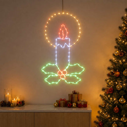 LED Rope Light Candle with Holly LOVIISA 120 LEDs