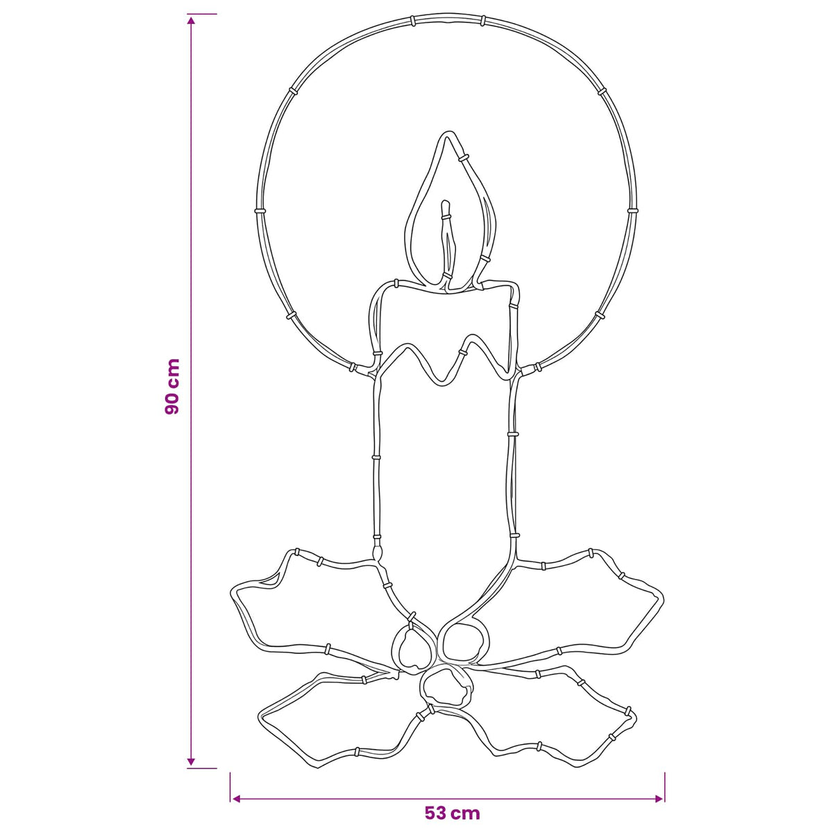LED Rope Light Candle with Holly LOVIISA 120 LEDs