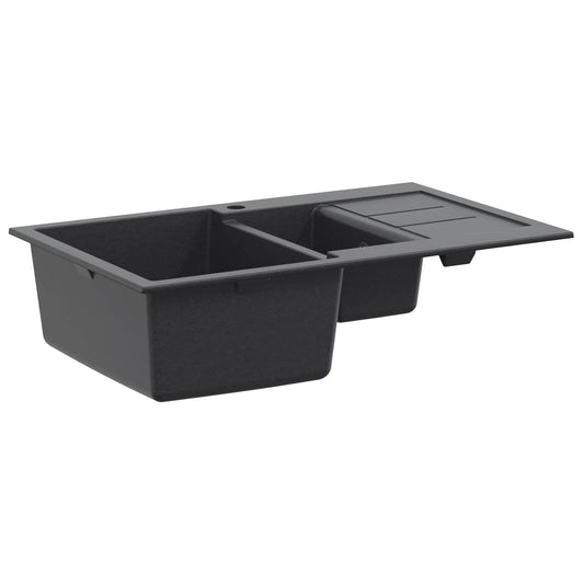 Kitchen Sink Double Basin Granite 80 x 50 x 30.5 cm Graphite