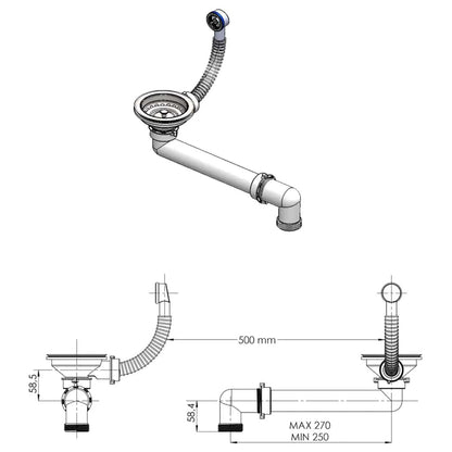 Kitchen Sink Single Basin Granite 60 x 51 x 30.5 cm Graphite