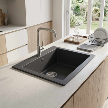 Kitchen Sink Single Basin Granite 42.5 x 50 x 31 cm Graphite