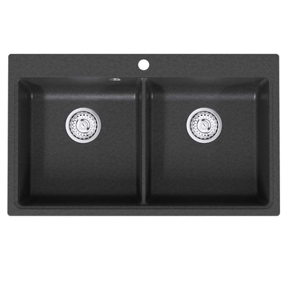 Kitchen Sink Double Basin Granite 86 x 51 x 30 cm Graphite