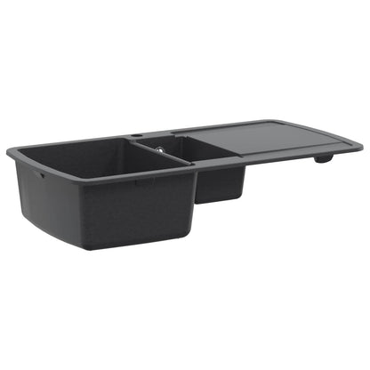 Kitchen Sink Double Basin Granite 96 x 50 x 31 cm Graphite