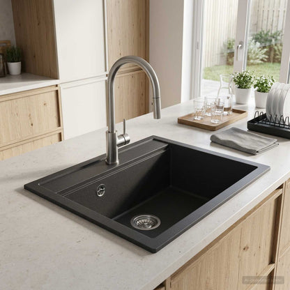 Kitchen Sink Single Basin Granite 49 x 51 x 30.5 cm Graphite