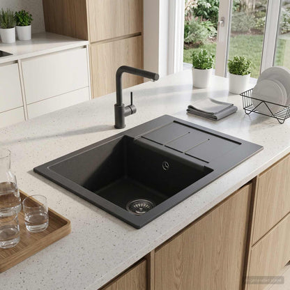 Kitchen Sink Single Basin Granite 62 x 50 x 20 cm Graphite