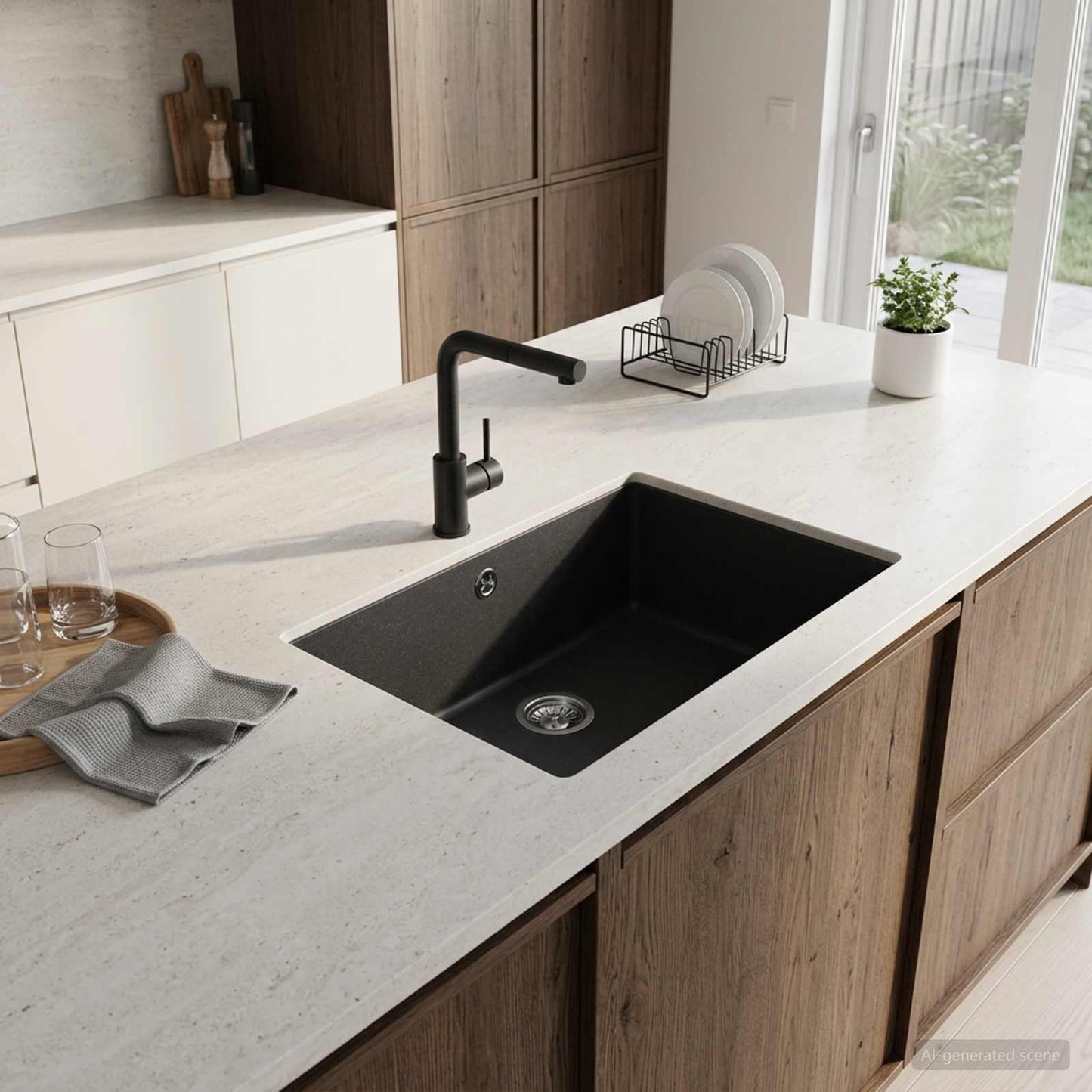 Kitchen Sink Single Basin Granite 53 x 46 x 20 cm Graphite