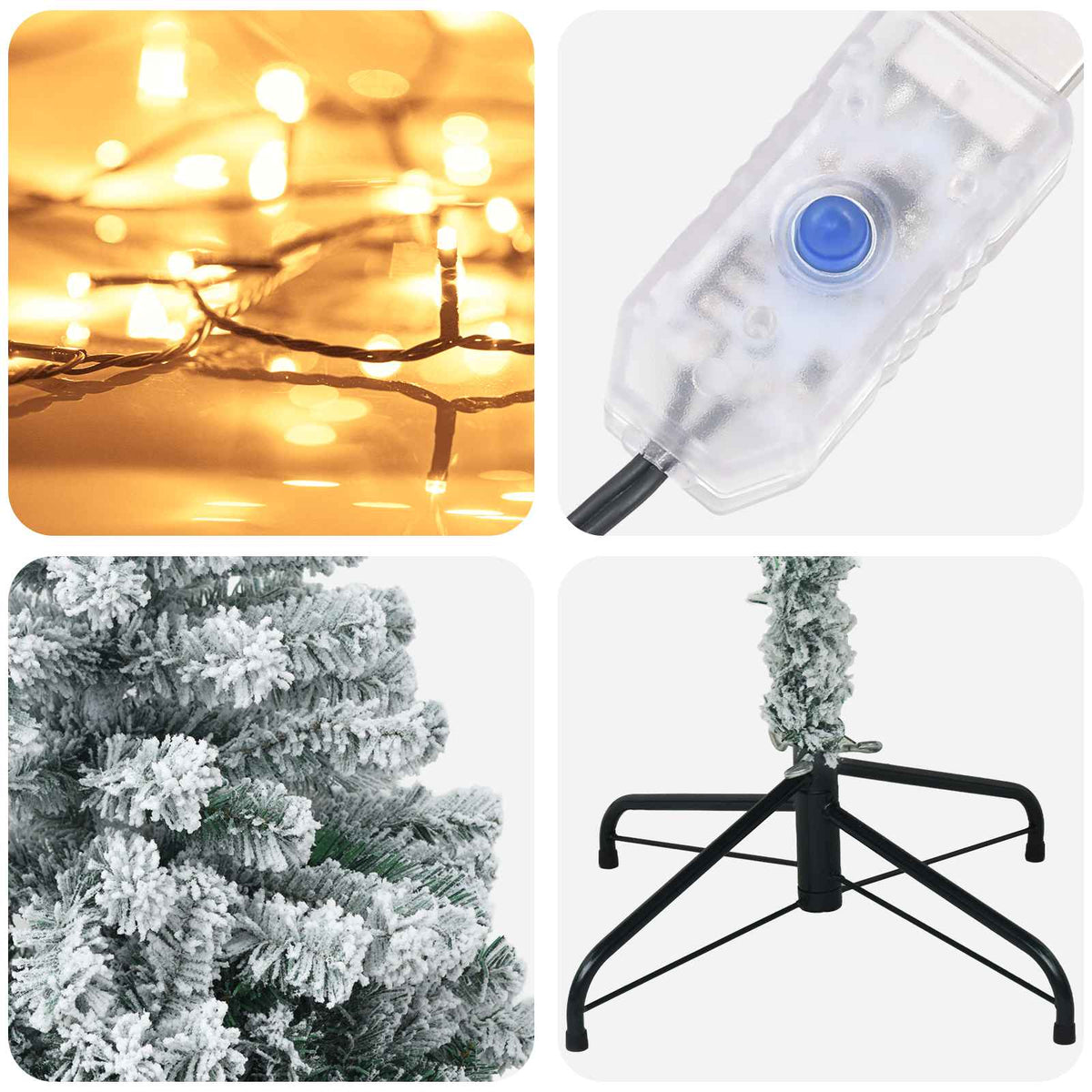 Artificial Hinged Christmas Tree 240 cm 300 LEDs Warm White