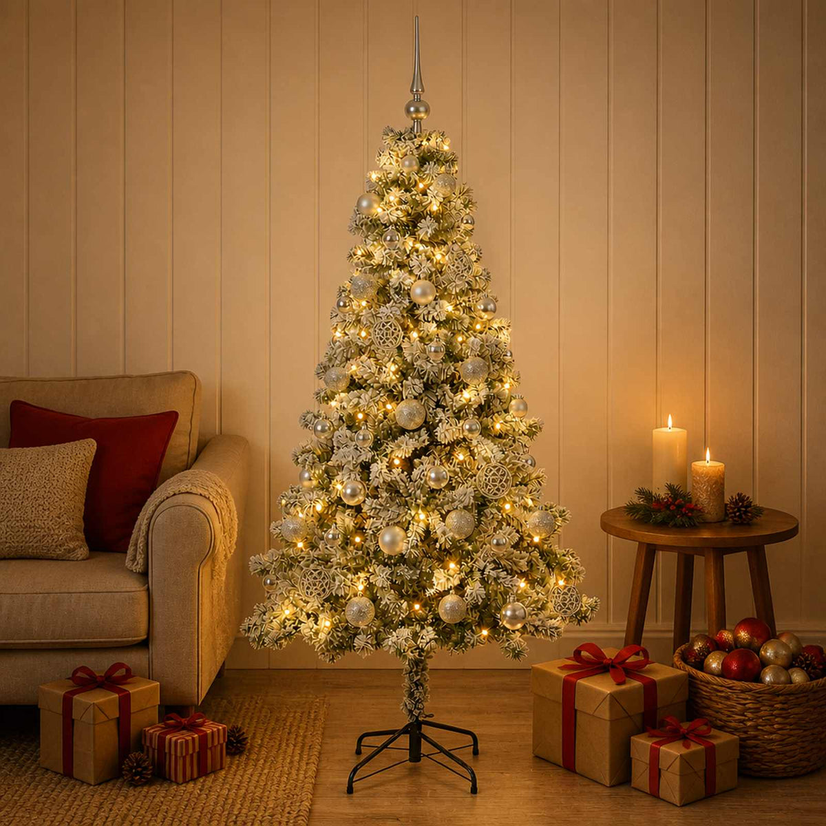 Artificial Christmas Tree with Bauble 120 cm 150 LEDs