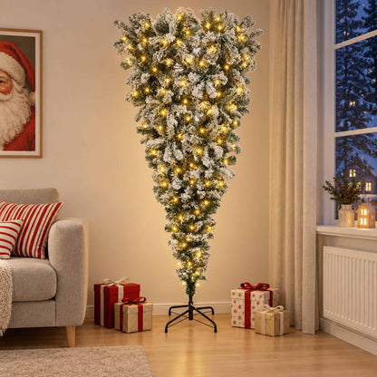 Upside-down Artificial Hinged Christmas Tree 150 cm 150 LEDs