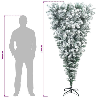 Upside-down Artificial Hinged Christmas Tree 210 cm 300 LEDs