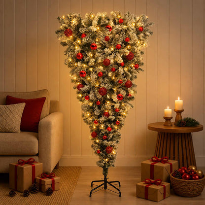 Upside-down Artificial Hinged Christmas Tree 150 cm 150 LEDs