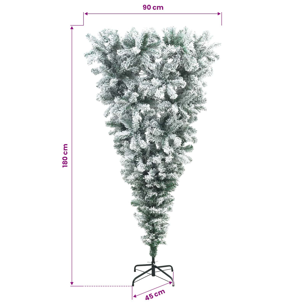 Upside-down Artificial Hinged Christmas Tree 180 cm 300 LEDs