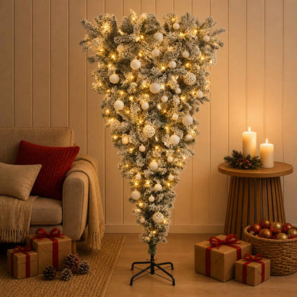 Upside-down Artificial Hinged Christmas Tree 150 cm 150 LEDs